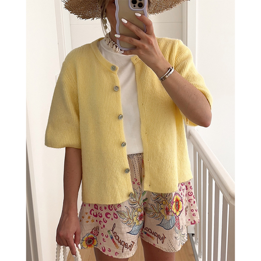 👚Women's Short-Sleeved Solid Color Cardigan