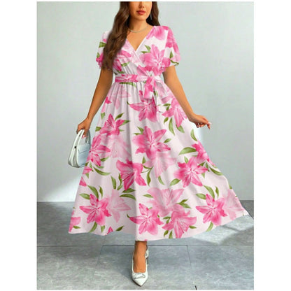 💐Summer Vacation Style Floral Lace-Up Long Dress