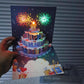 🎂Birthday Cards With Fireworks & Pop Up Cake & Blow-able Music