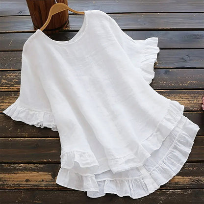 👚Women's Round Neck Ruffle Blouse