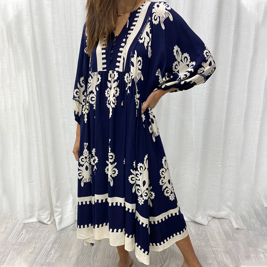 Women’s Elegant Floral V-Neck Dress