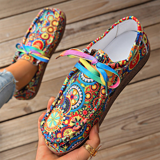 Ethnic Style Printed Canvas Shoes