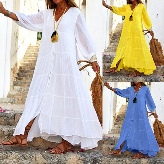 💐Women’s Loose V- Neck Maxi Dress