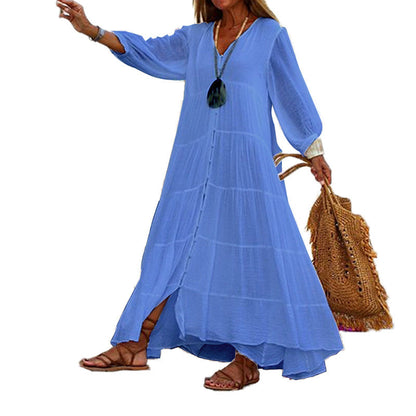💐Women’s Loose V- Neck Maxi Dress